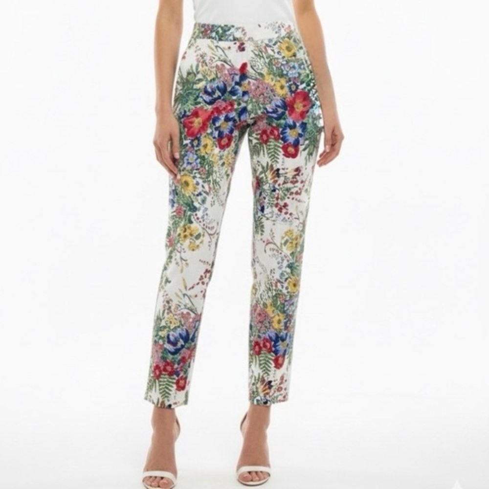 Joseph Ribkoff Floral Pull on Crop Pants size 8